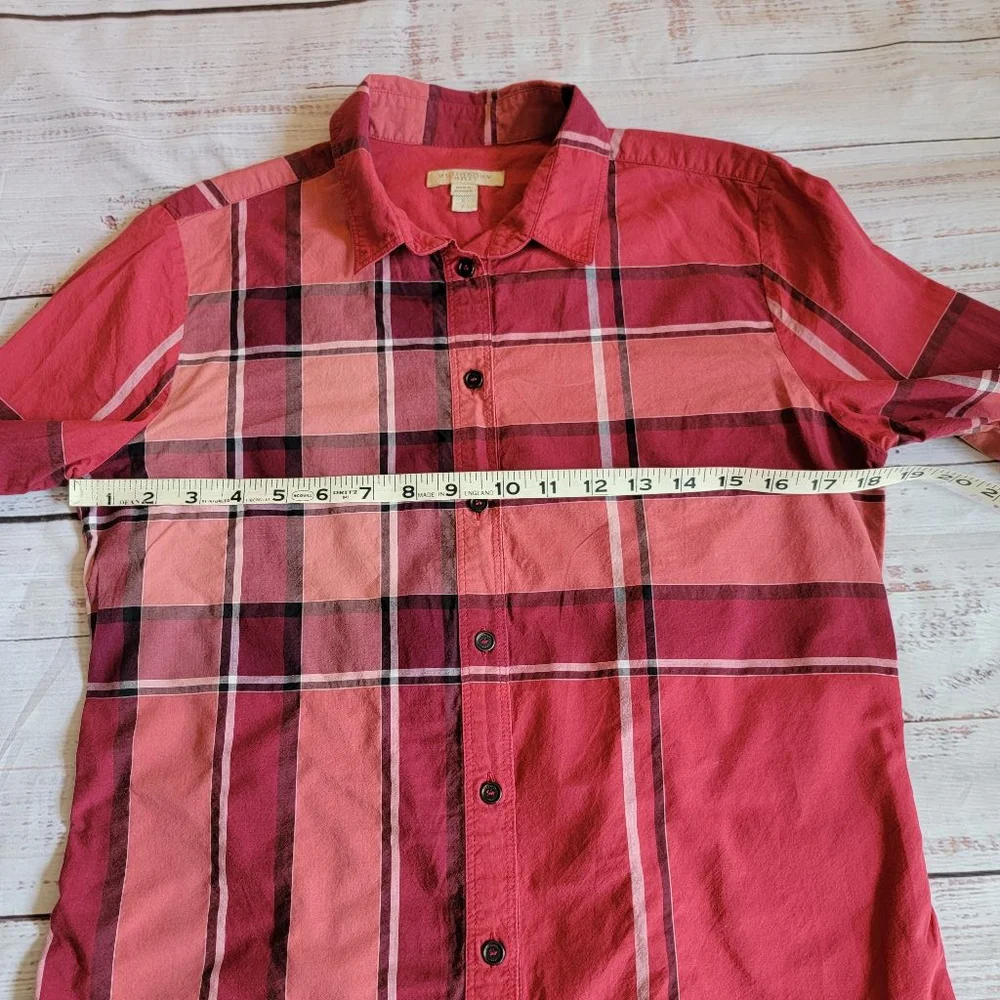 Burberry Brit Red House Check Collared Cotton Button Up Women's Small - Picture 4 of 6
